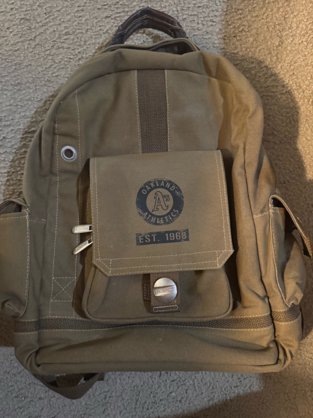 Oakland A’s military style Green Canvas Backpack by Prospect